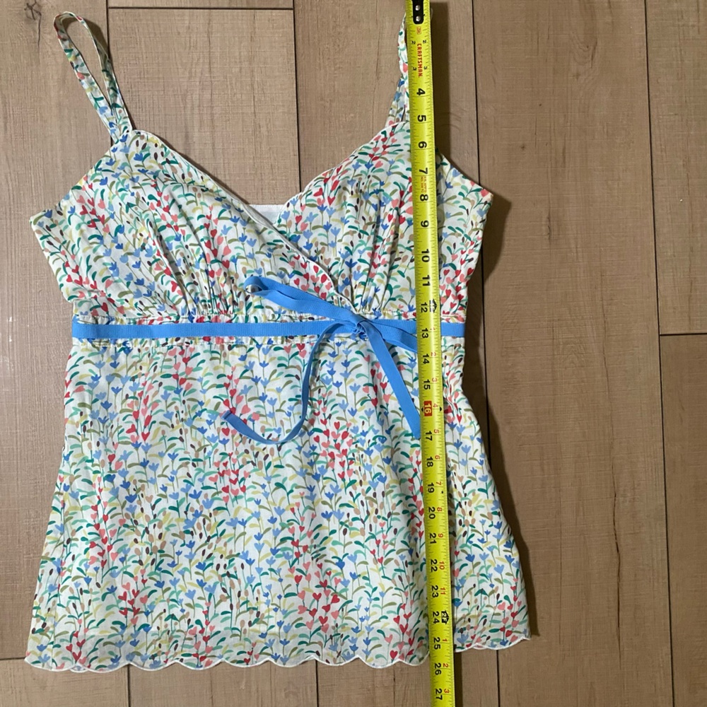 Harold’s Floral Print Spaghetti Strap Top with Blue Ribbon - Size Medium - Picture 6 of 12